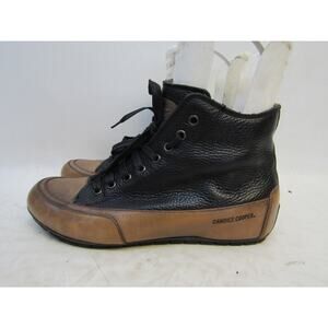 Candice Cooper Womens Sz 38.5 EUR Brown Black Leather Zip Ankle Fashion Booties